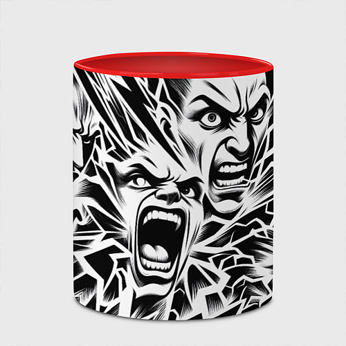 Кружка цветная Свирепые лица и молнии - нейроарт / 3D-Белый + красный – фото 2