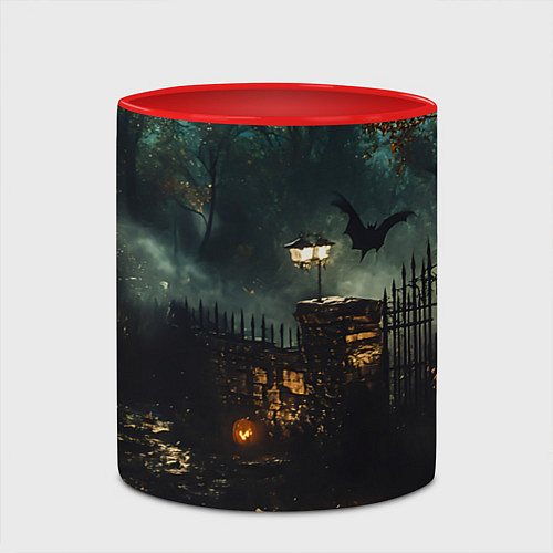 Кружка цветная Ночь тыкв и теней / 3D-Белый + красный – фото 2