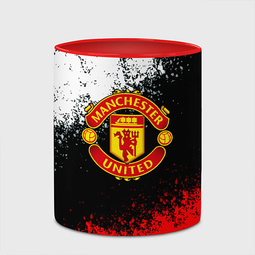Кружка цветная Манчестер Юнайтед краски всплеск / 3D-Белый + красный – фото 2
