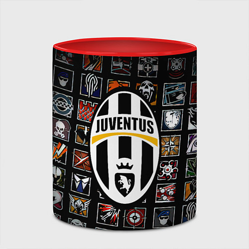 Кружка цветная Juventus ачивки паттерн / 3D-Белый + красный – фото 2