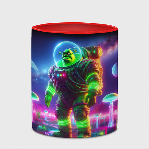 Кружка цветная Космонавт Шрук в неоновом скафандре на загадочной / 3D-Белый + красный – фото 2
