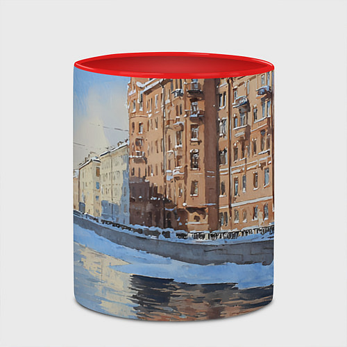 Кружка цветная Зимний Санкт-Петербург / 3D-Белый + красный – фото 2