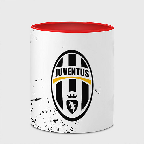 Кружка цветная Ювентус черные краски всплеск / 3D-Белый + красный – фото 2
