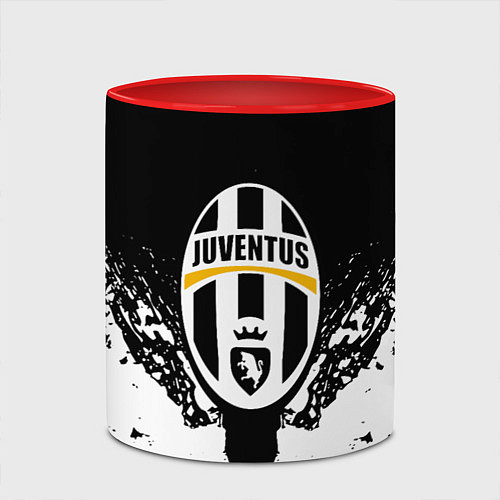 Кружка цветная Ювентус краски всплеск текстура / 3D-Белый + красный – фото 2