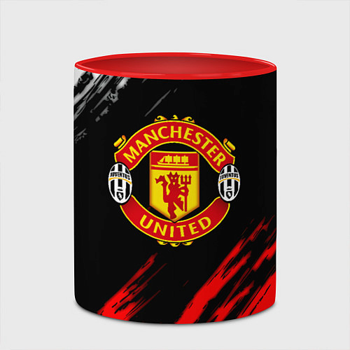 Кружка цветная Манчестер Юнайтед x Ювентус краски / 3D-Белый + красный – фото 2