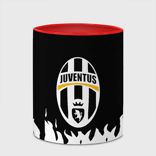 Кружка цветная Ювентус белый огонь текстура / 3D-Белый + красный – фото 2