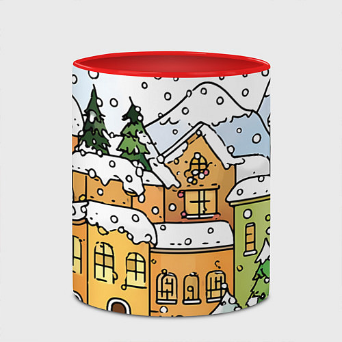 Кружка цветная Новогодний снегопад / 3D-Белый + красный – фото 2