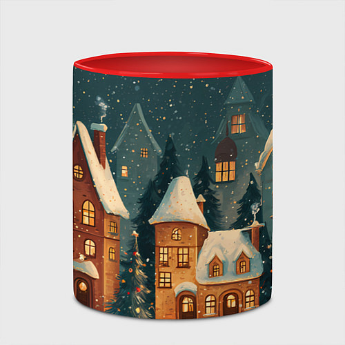 Кружка цветная Сказочный Новогодний городок / 3D-Белый + красный – фото 2