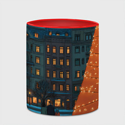 Кружка 3D Городская светящаяся елка, цвет: 3D-белый + красный — фото 2