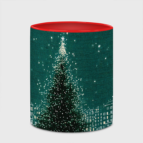 Кружка цветная Новый год в зеленом стиле / 3D-Белый + красный – фото 2