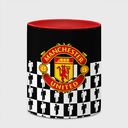Кружка цветная Манчестер Юнайтед люди паттерн / 3D-Белый + красный – фото 2