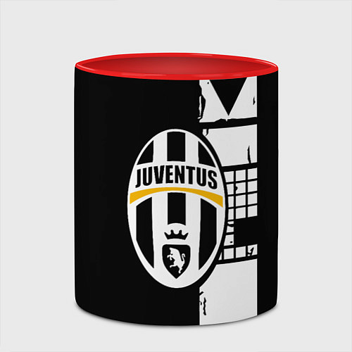 Кружка цветная Ювентус геометрия белая / 3D-Белый + красный – фото 2