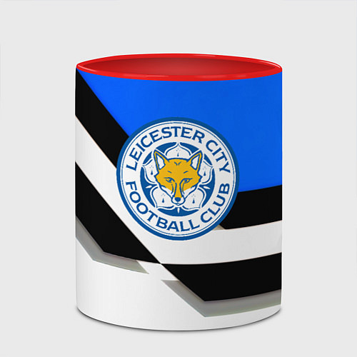 Кружка цветная Лестер сити геометрия полосы / 3D-Белый + красный – фото 2