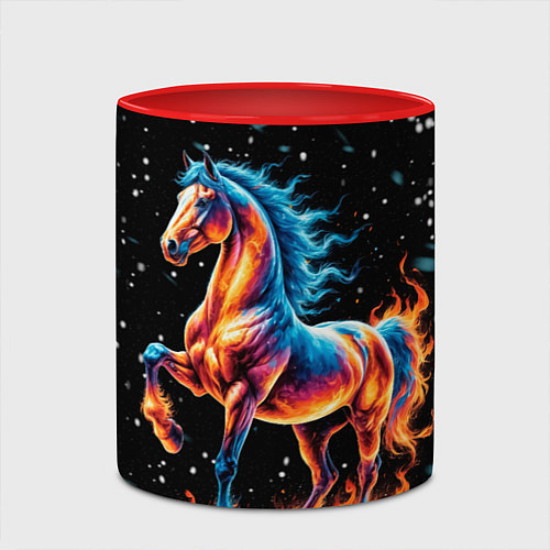 Кружка цветная Лошадь на снегу / 3D-Белый + красный – фото 2