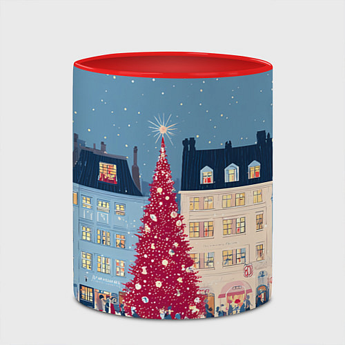 Кружка цветная Новогоднее гуляние у красной елки / 3D-Белый + красный – фото 2