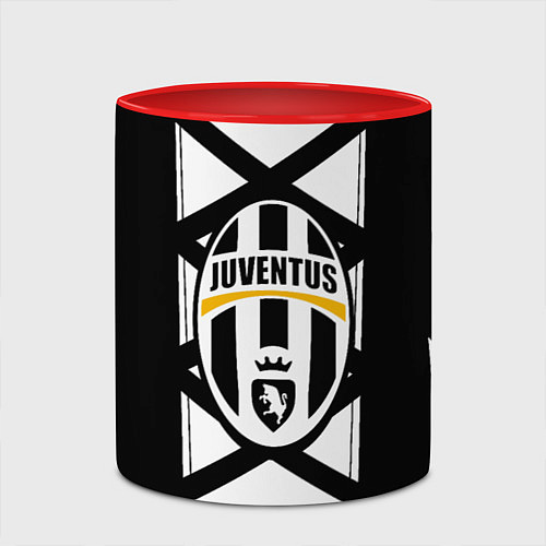 Кружка цветная Ювентус геометрия полосы линии / 3D-Белый + красный – фото 2