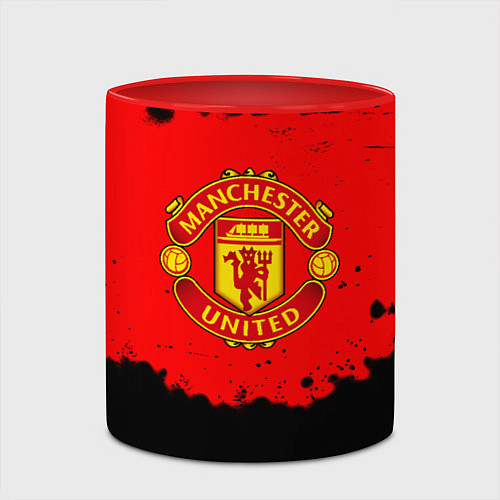 Кружка цветная Манчестер Юнайтед краски брызги / 3D-Белый + красный – фото 2