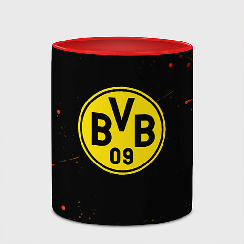 Кружка цветная Боруссиа огненные краски текстура / 3D-Белый + красный – фото 2