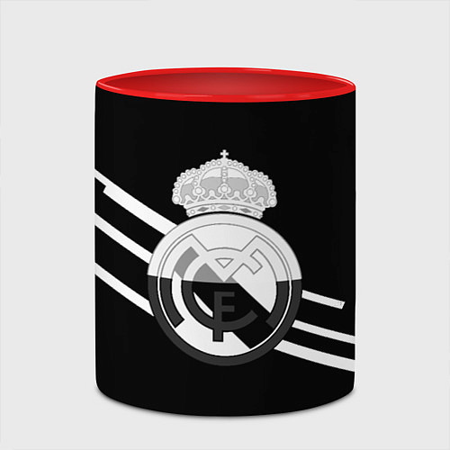 Кружка цветная Реал Мадрид полосы текстура линии / 3D-Белый + красный – фото 2
