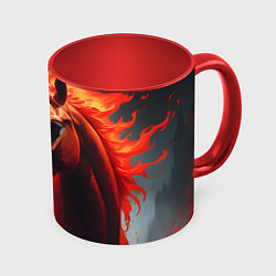 Кружка 3D Огненная лошадь на сером, цвет: 3D-белый + красный