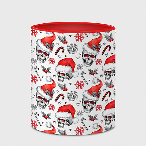 Кружка цветная Новогодние черепа / 3D-Белый + красный – фото 2