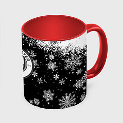Кружка 3D Манчестер сити снежинки новый год, цвет: 3D-белый + красный