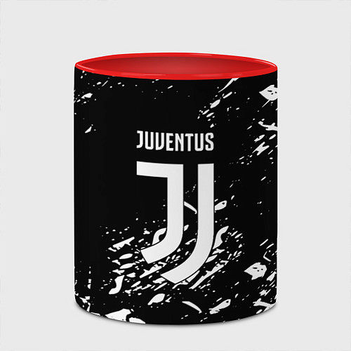 Кружка цветная Juventus белые штрихи красок / 3D-Белый + красный – фото 2