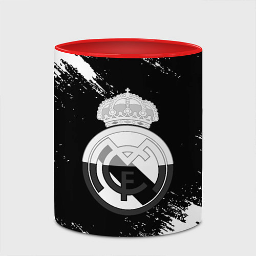 Кружка цветная Реал Мадрид черно белые краски / 3D-Белый + красный – фото 2