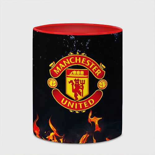 Кружка цветная Манчестер Юнайтед лёд и огонь / 3D-Белый + красный – фото 2