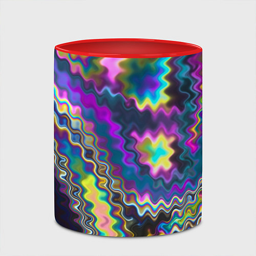 Кружка цветная Абстракция переливы / 3D-Белый + красный – фото 2