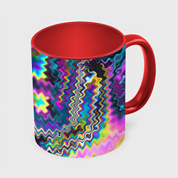 Кружка 3D Абстракция переливы, цвет: 3D-белый + красный