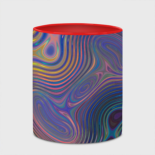 Кружка цветная Абстрактная рябь / 3D-Белый + красный – фото 2