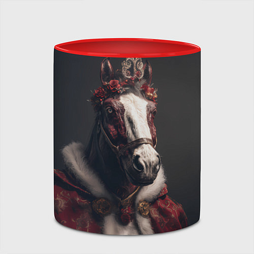 Кружка цветная Лошадь в новогоднем костюме / 3D-Белый + красный – фото 2