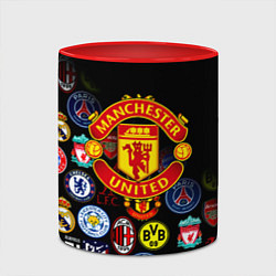 Кружка 3D Манчестер логотипы команд, цвет: 3D-белый + красный — фото 2