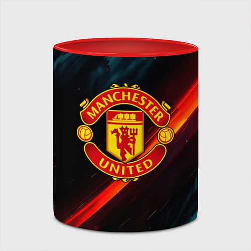 Кружка цветная Манчестер Юнайтед абстракция / 3D-Белый + красный – фото 2
