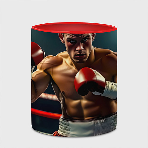 Кружка цветная Боксёр в ринге / 3D-Белый + красный – фото 2