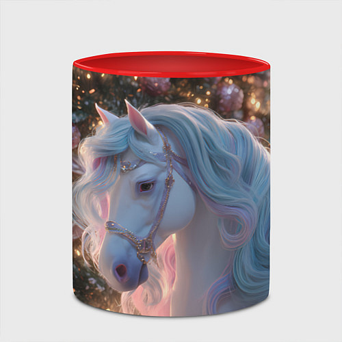 Кружка цветная Лошадь символ 2026 года / 3D-Белый + красный – фото 2