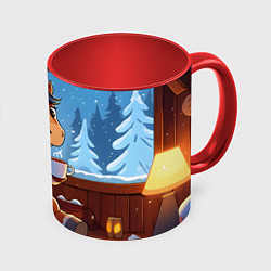 Кружка 3D Лошадка у камина, цвет: 3D-белый + красный
