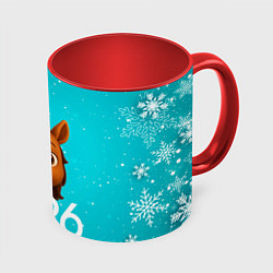 Кружка 3D Голова лошадки, цвет: 3D-белый + красный