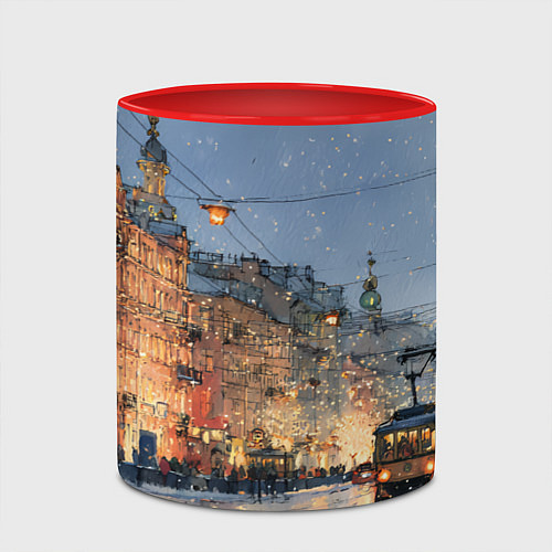 Кружка цветная Вечер Санкт-Петербурга / 3D-Белый + красный – фото 2