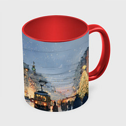 Кружка 3D Вечер Санкт-Петербурга, цвет: 3D-белый + красный