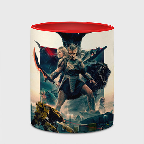 Кружка цветная Персонажи из Хищник планета смерти / 3D-Белый + красный – фото 2