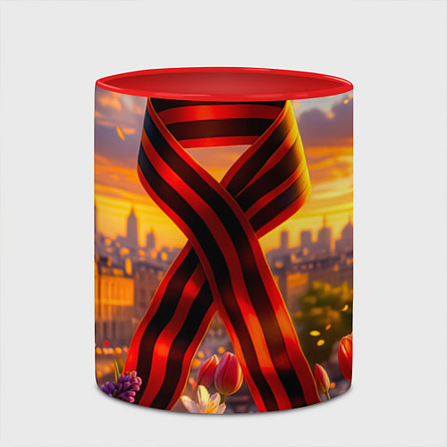 Кружка цветная Символы Победы: лента, голуби, салют / 3D-Белый + красный – фото 2