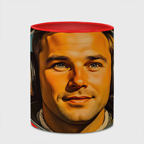 Кружка цветная Космический взгляд в наушниках / 3D-Белый + красный – фото 2