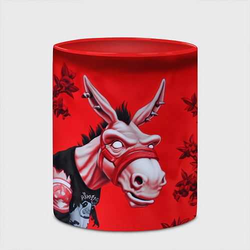 Кружка цветная Конь панк / 3D-Белый + красный – фото 2