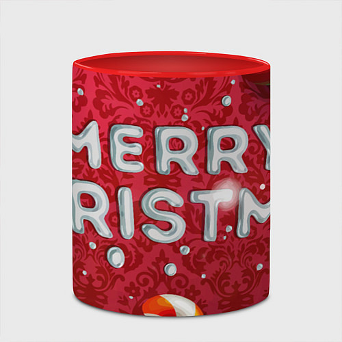 Кружка цветная Счастливого Рождества / 3D-Белый + красный – фото 2