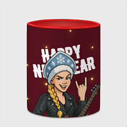 Кружка 3D Снегурочка рокерша, цвет: 3D-белый + красный — фото 2