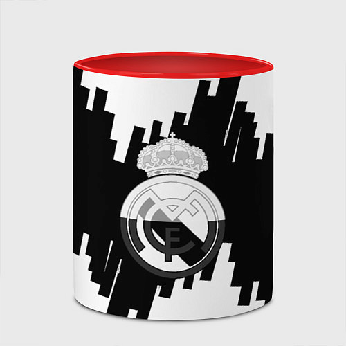 Кружка цветная Реал Мадрид белая геометрия / 3D-Белый + красный – фото 2