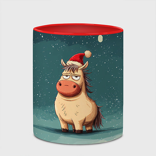 Кружка цветная Забавная мем - лошадка / 3D-Белый + красный – фото 2