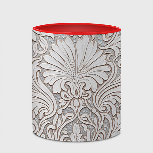Кружка цветная Вензельные цветы / 3D-Белый + красный – фото 2
